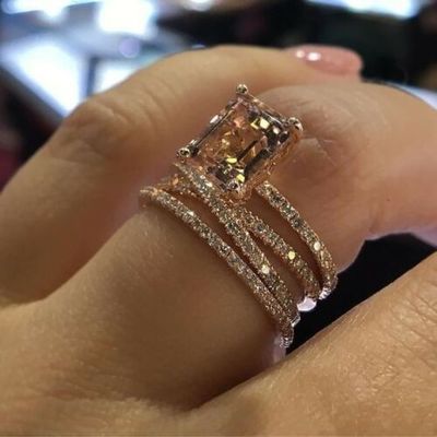 Luxury Jewelry unique Cubic Zirconia Ring Rose Gold Color