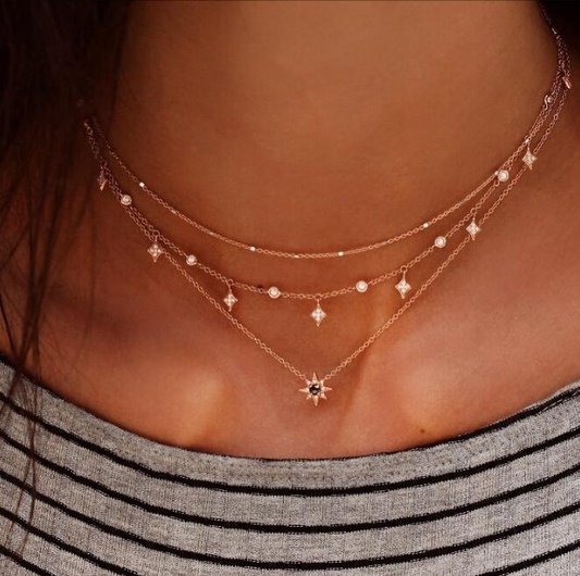 Hand Made Multi-layer star pendant necklace