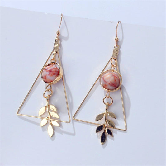 Marble round bead earrings