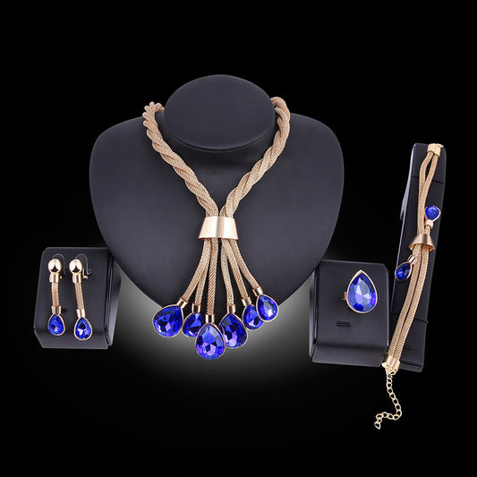 Necklac Earrings Jewellery Set Four-piece Gilded