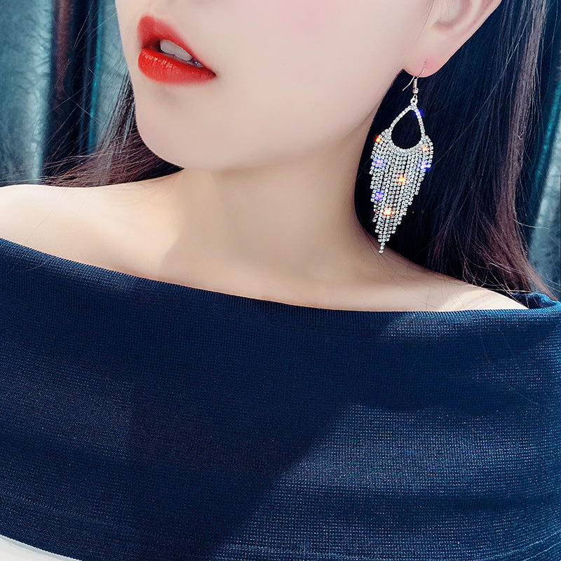 Elegant Diamond Tassel Earrings